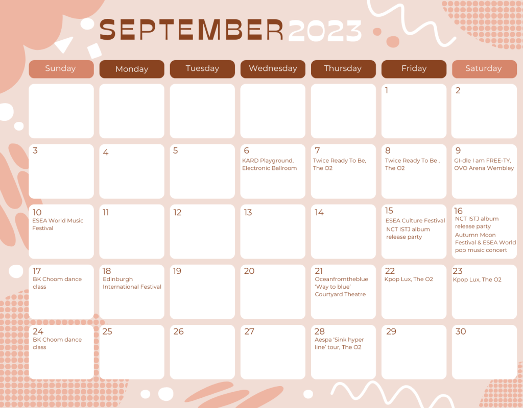 Events to keep an eye out for&nbsp;September